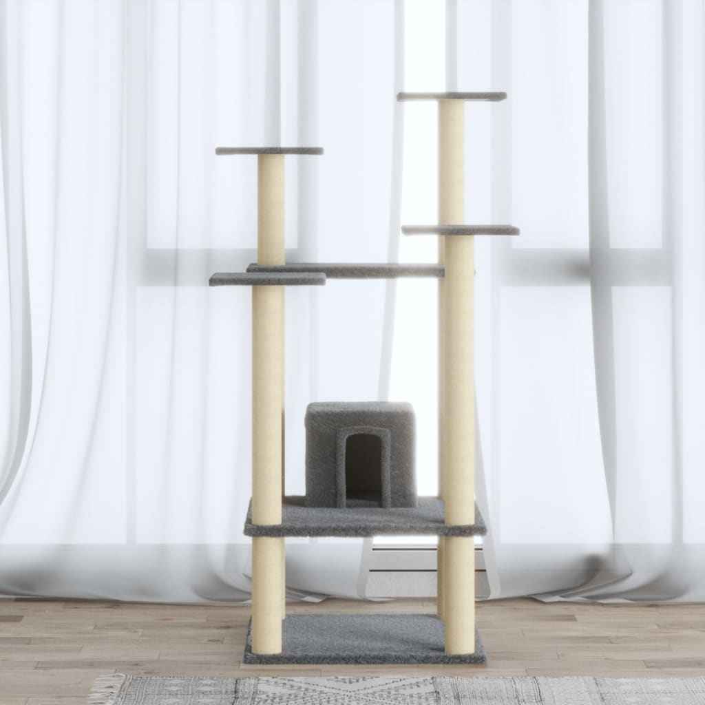 vidaXL Árvore para gatos c/ postes arranhadores sisal 110 cm cor creme