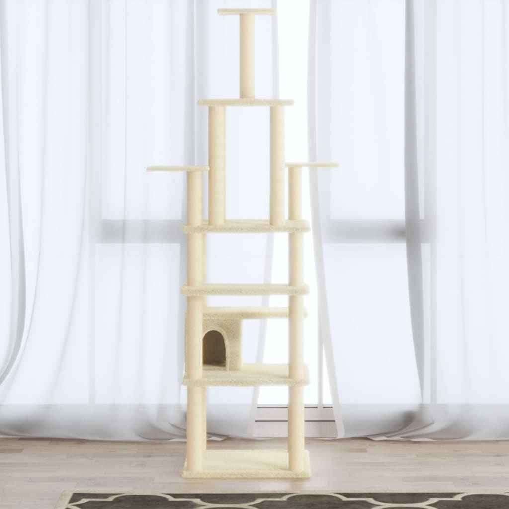 vidaXL Árvore p/ gatos c/ postes arranhadores sisal 183 cm cinza-claro