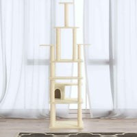 vidaXL Árvore p/ gatos c/ postes arranhadores sisal 183 cm cinza-claro