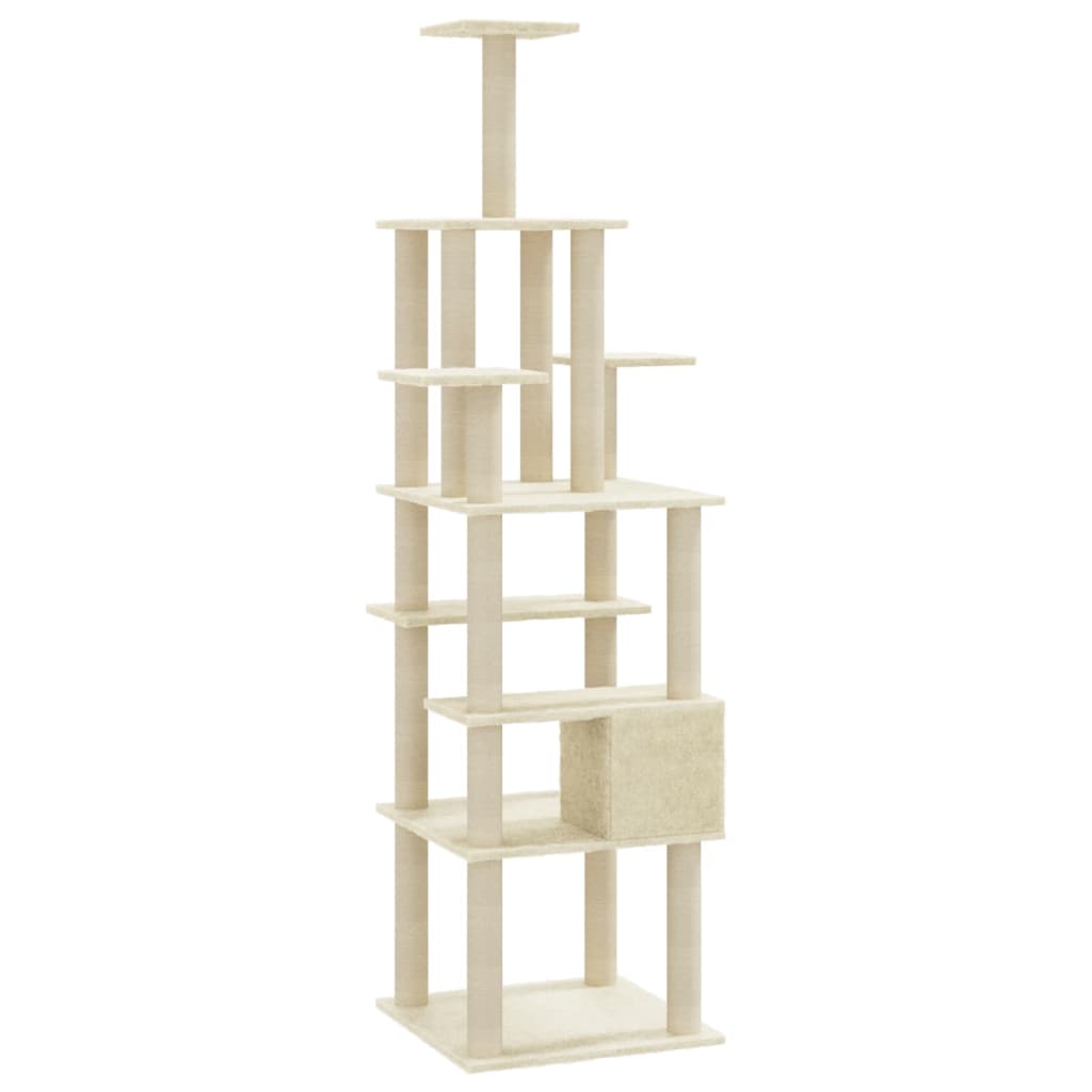 vidaXL Árvore p/ gatos c/ postes arranhadores sisal 183 cm cinza-claro
