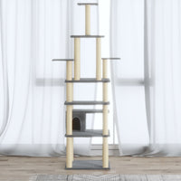vidaXL Árvore p/ gatos c/ postes arranhadores sisal 183 cm cinza-claro