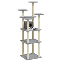 vidaXL Árvore p/ gatos c/ postes arranhadores sisal 171 cm cinza-claro