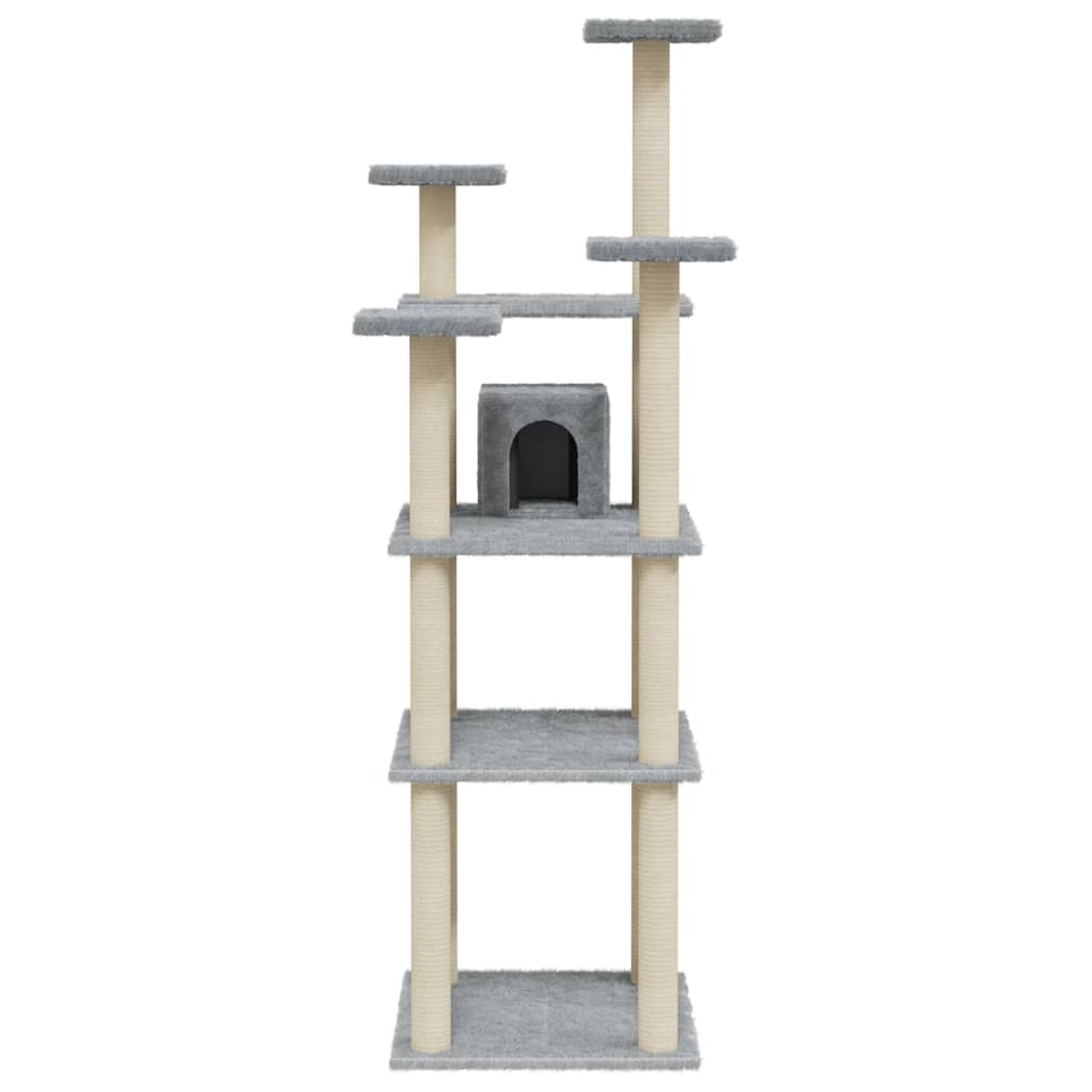 vidaXL Árvore p/ gatos c/ postes arranhadores sisal 171 cm cinza-claro