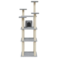 vidaXL Árvore p/ gatos c/ postes arranhadores sisal 171 cm cinza-claro