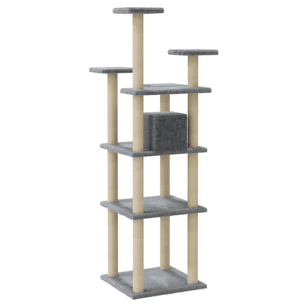 vidaXL Árvore p/ gatos c/ postes arranhadores sisal 171 cm cinza-claro