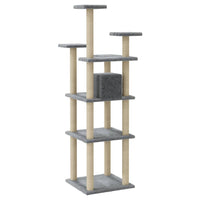 vidaXL Árvore p/ gatos c/ postes arranhadores sisal 171 cm cinza-claro