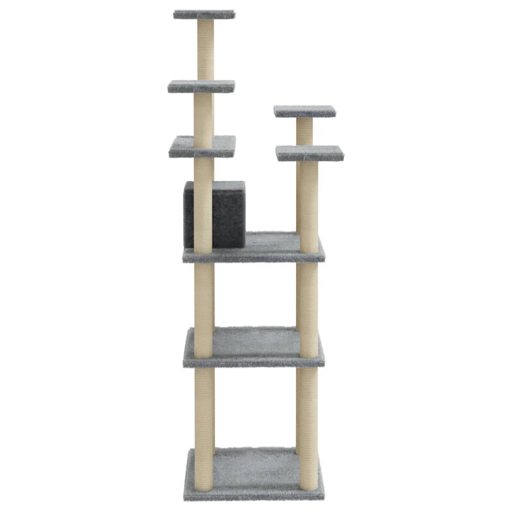 vidaXL Árvore p/ gatos c/ postes arranhadores sisal 171 cm cinza-claro