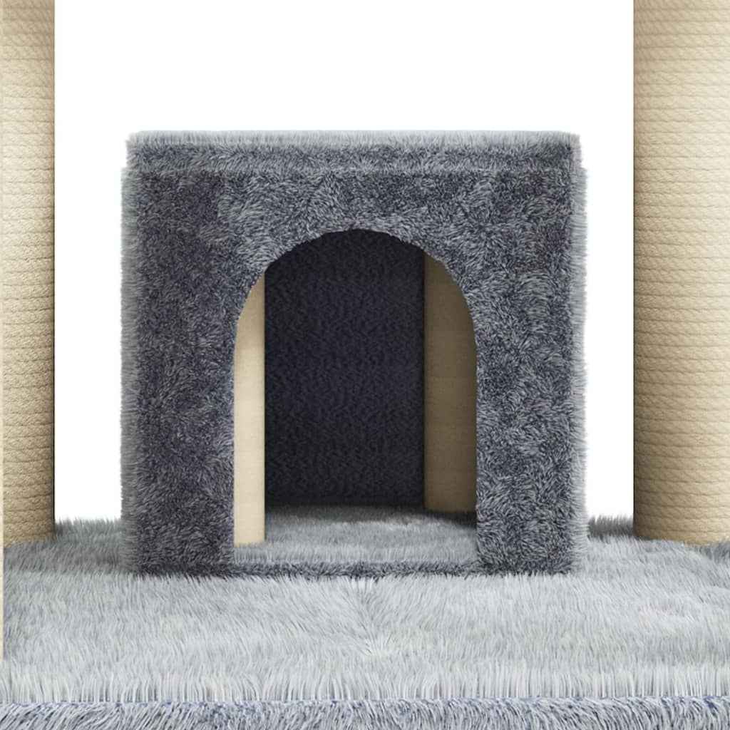 vidaXL Árvore p/ gatos c/ postes arranhadores sisal 171 cm cinza-claro