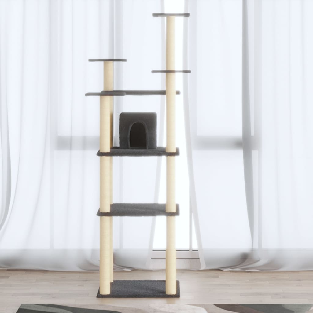 vidaXL Árvore p/ gatos c/ postes arranhadores sisal 171 cm cinza-claro