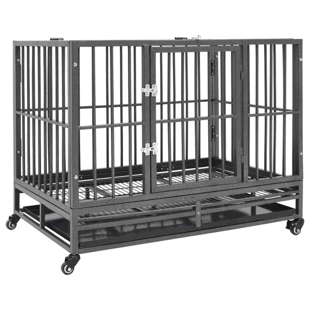 vidaXL Jaula para cães com rodas aço 92x62x76 cm