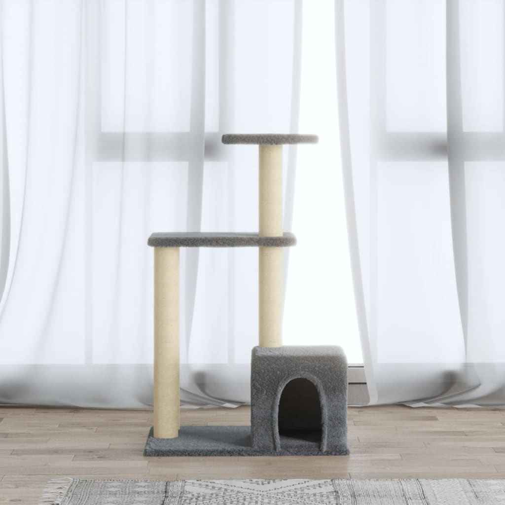 vidaXL Árvore p/ gatos c/ postes arranhadores sisal 71 cm cinza-claro