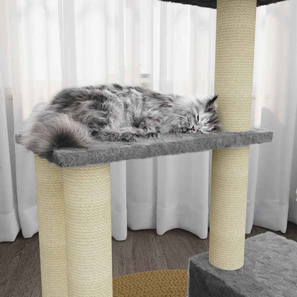 vidaXL Árvore p/ gatos c/ postes arranhadores sisal 71 cm cinza-claro