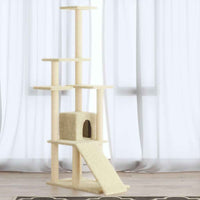 vidaXL Árvore para gatos c/ postes arranhadores sisal 155 cm cor creme