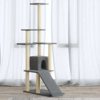 vidaXL Árvore para gatos c/ postes arranhadores sisal 155 cm cor creme