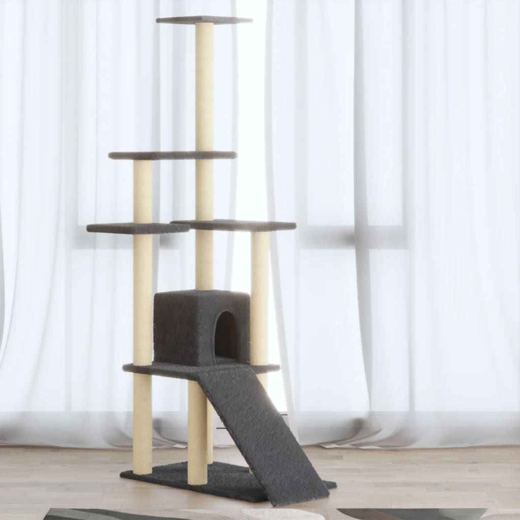 vidaXL Árvore para gatos c/ postes arranhadores sisal 155 cm cor creme