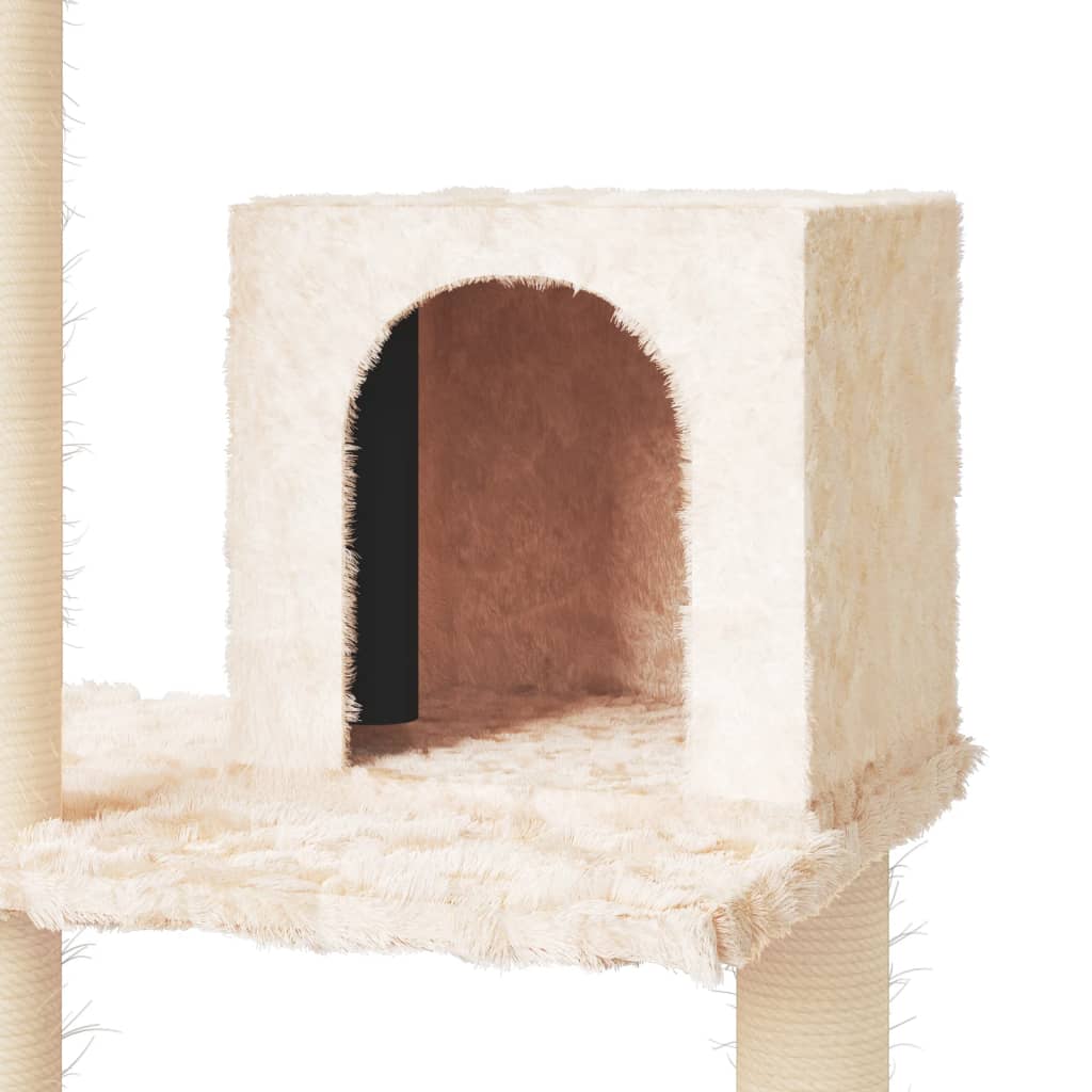 vidaXL Árvore para gatos c/ postes arranhadores sisal 119 cm cor creme