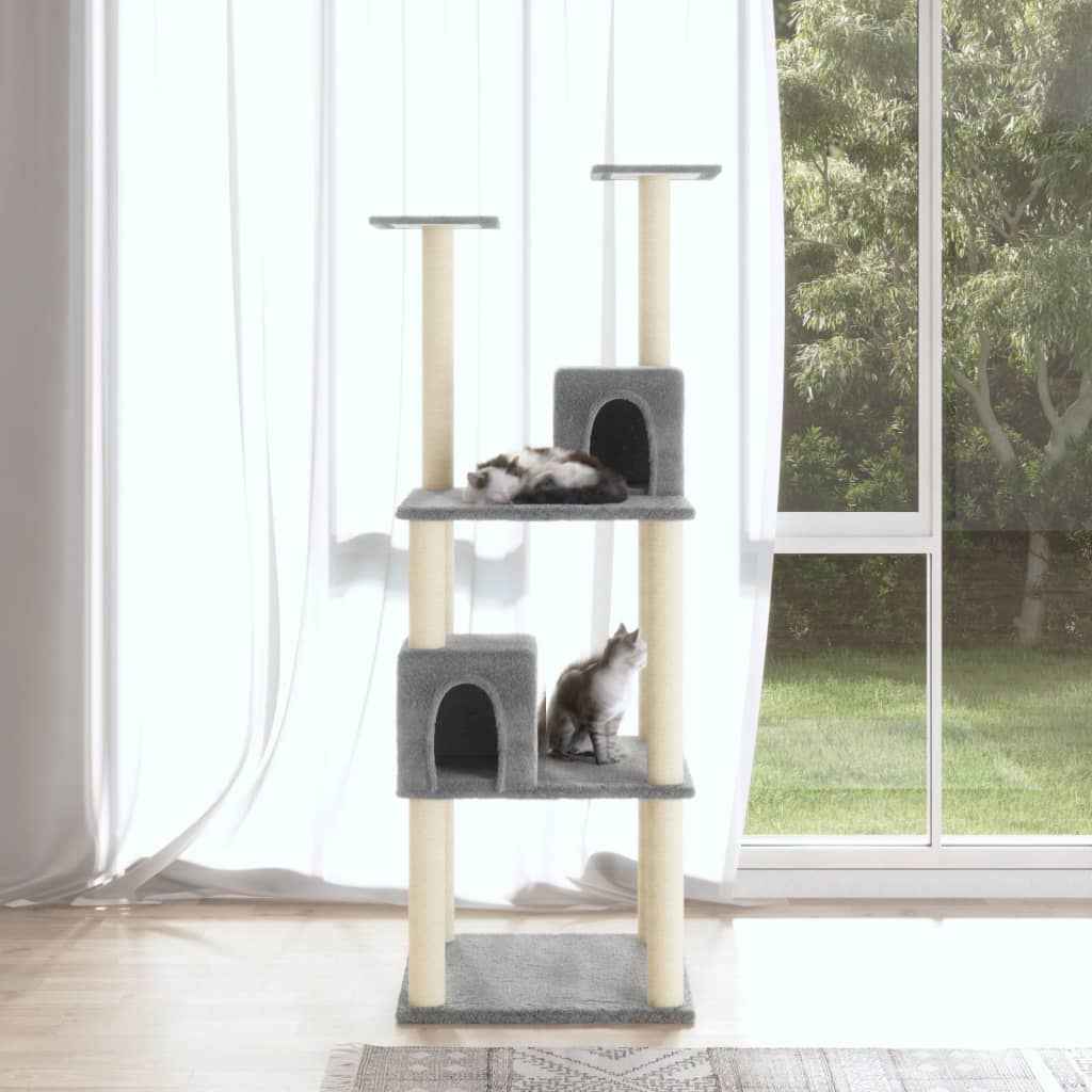 vidaXL Árvore para gatos c/ postes arranhadores sisal 141 cm cor creme