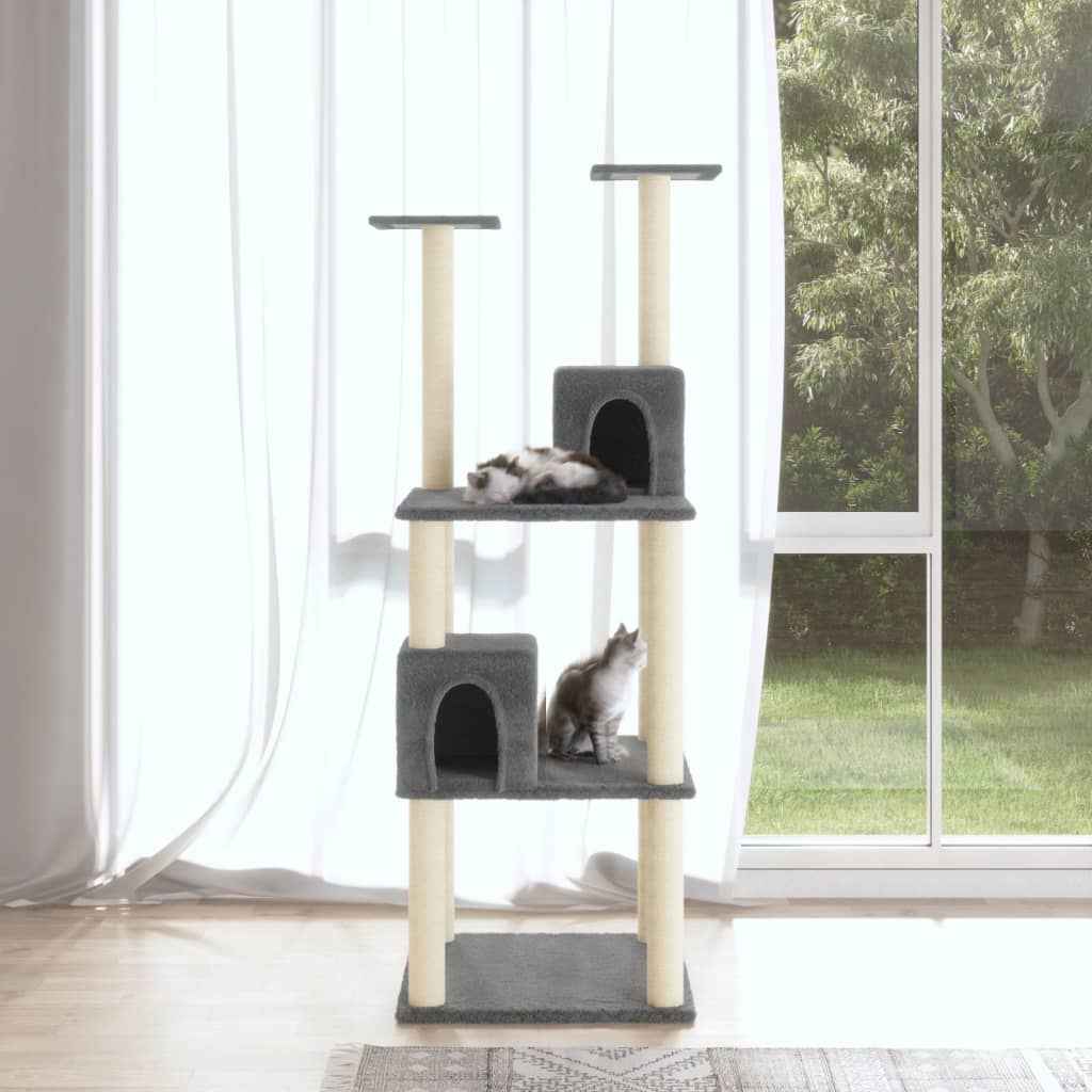 vidaXL Árvore para gatos c/ postes arranhadores sisal 141 cm cor creme