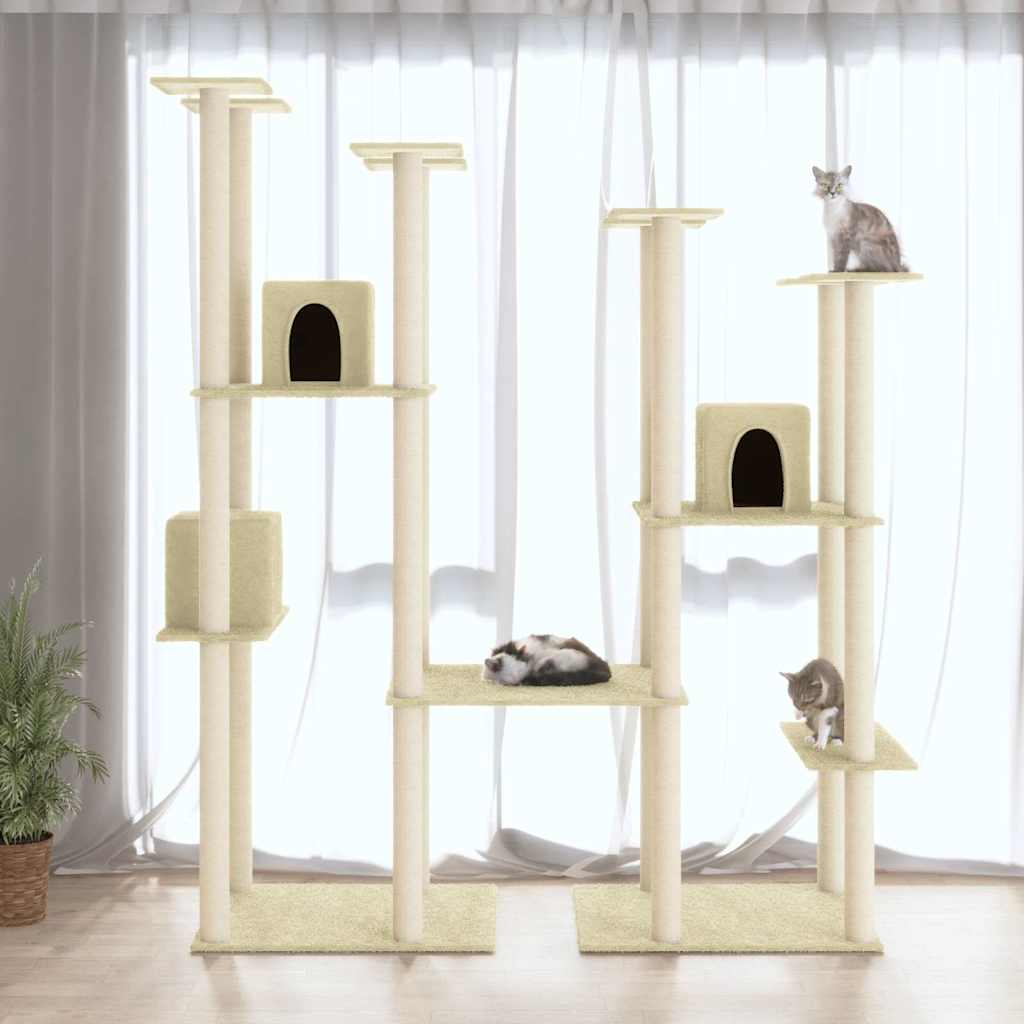 vidaXL Árvore p/ gatos c/ postes arranhadores sisal 174 cm cinza-claro