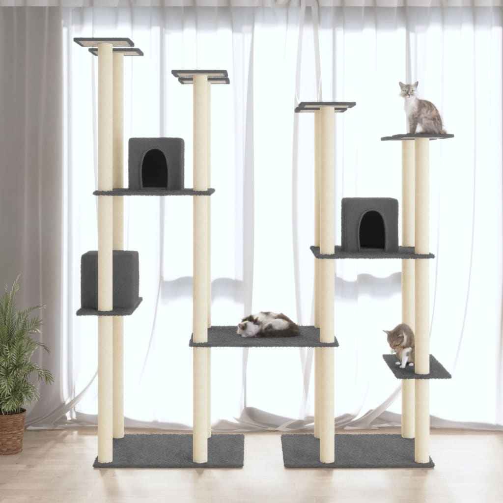 vidaXL Árvore para gatos c/ postes arranhadores sisal 174 cm cor creme