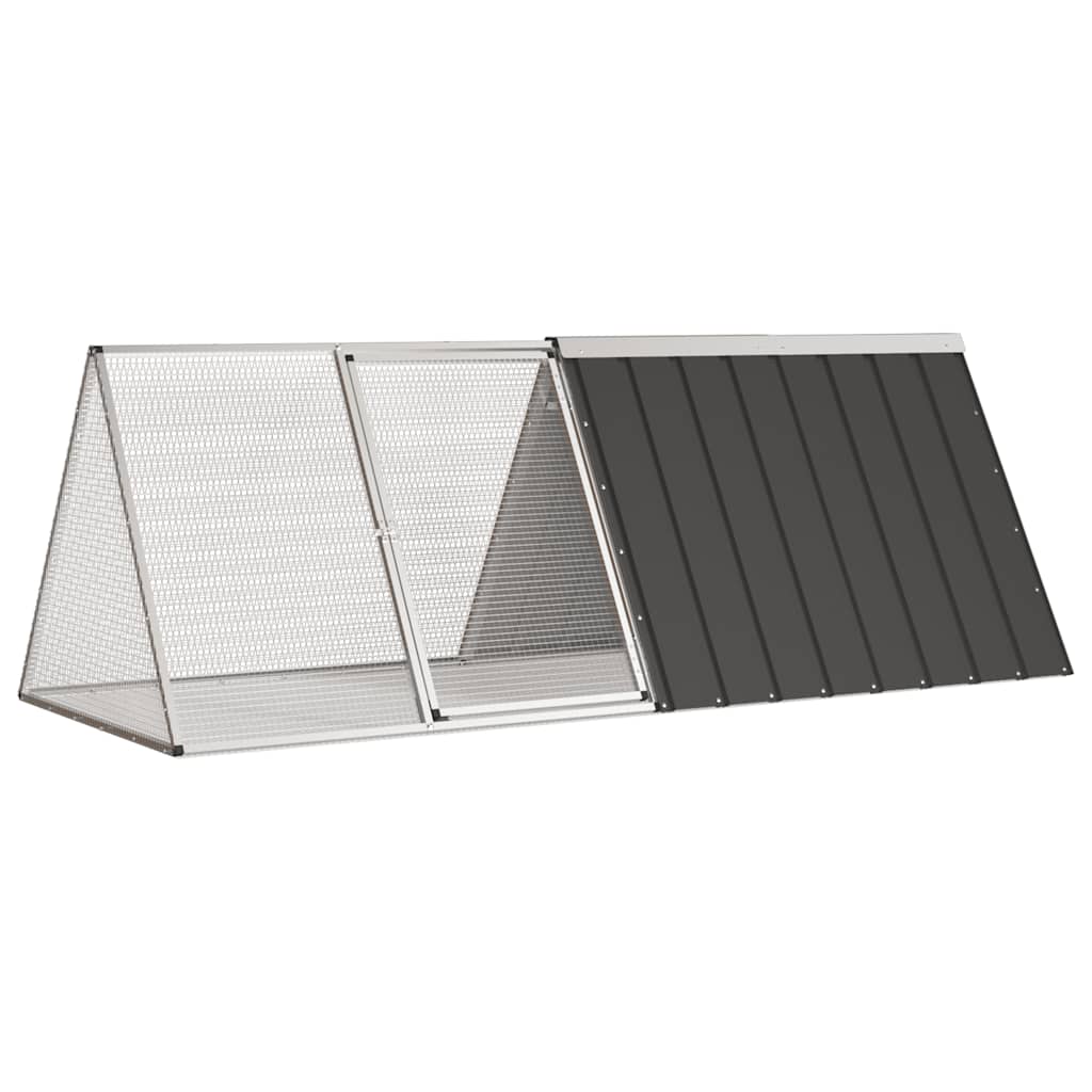 vidaXL Gaiola p/ coelhos 201,5x80,5x71 cm aço galvanizado antracite