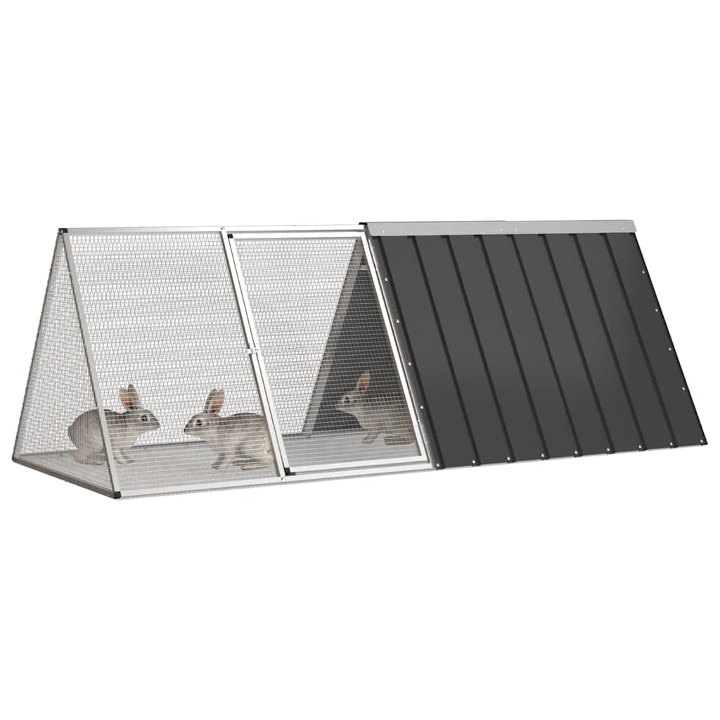 vidaXL Gaiola p/ coelhos 201,5x80,5x71 cm aço galvanizado antracite