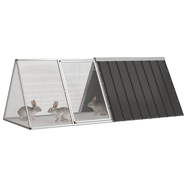 vidaXL Gaiola p/ coelhos 201,5x80,5x71 cm aço galvanizado antracite