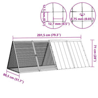 vidaXL Gaiola p/ coelhos 201,5x80,5x71 cm aço galvanizado antracite