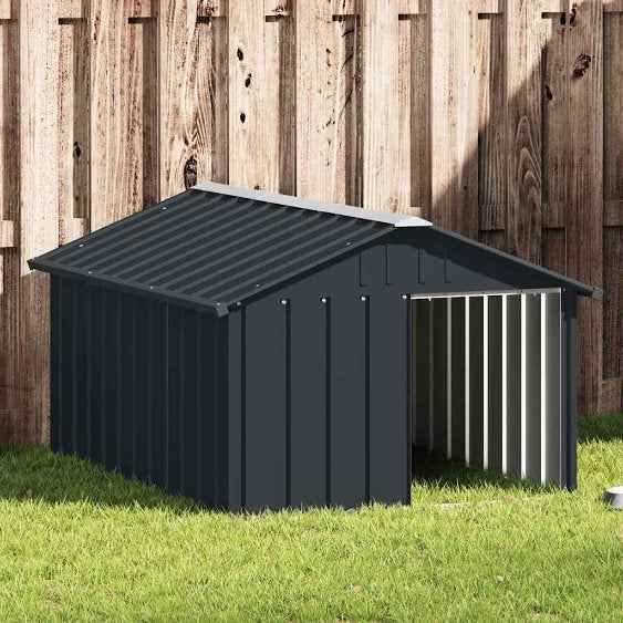 vidaXL Casota para cães 116,5x103x81,5 cm aço galvanizado antracite