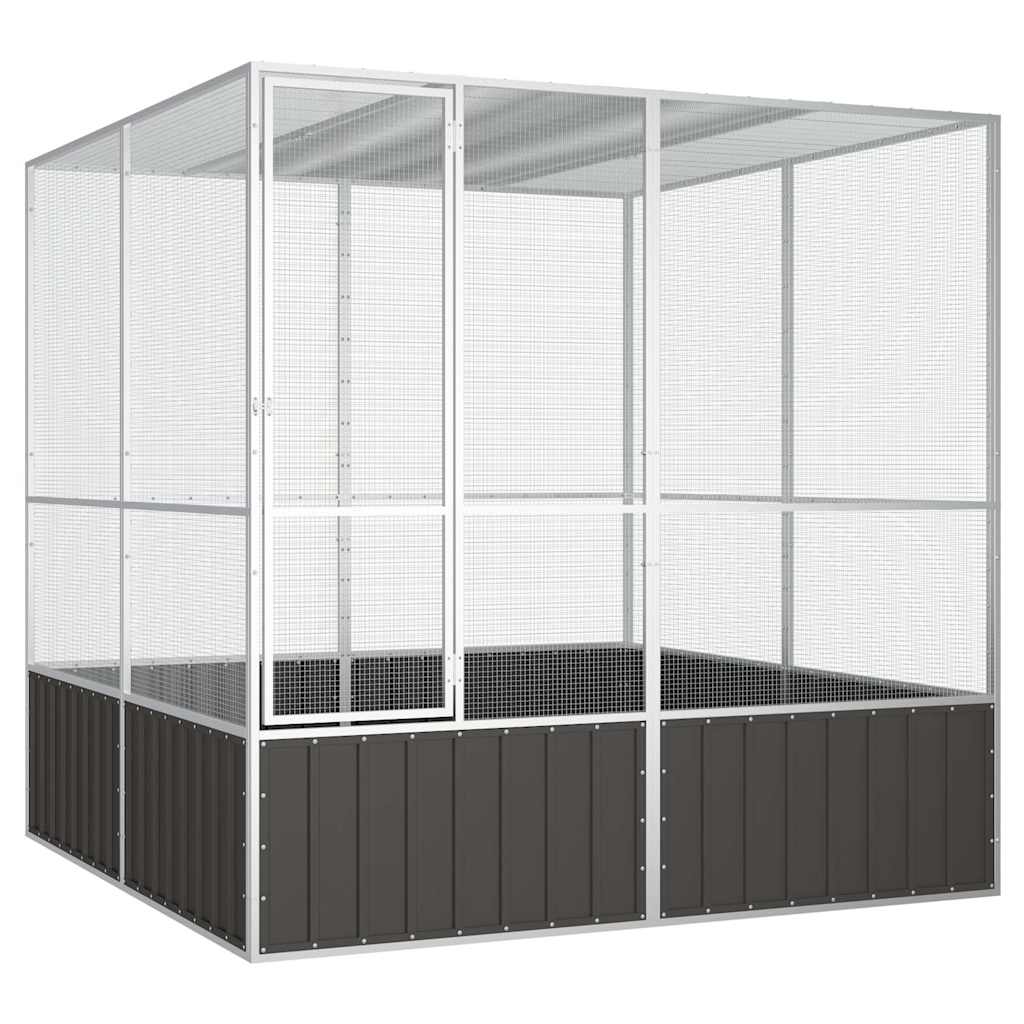 vidaXL Gaiola p/ pássaros 111x107x211,5 cm aço galvanizado antracite