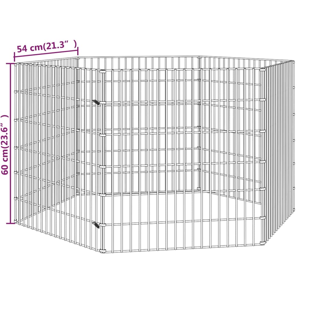 vidaXL Recinto exterior p/ animais 6 painéis 54x60cm ferro galvanizado