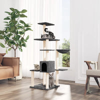 vidaXL Árvore para gatos c/ postes arranhadores sisal 142 cm cor creme