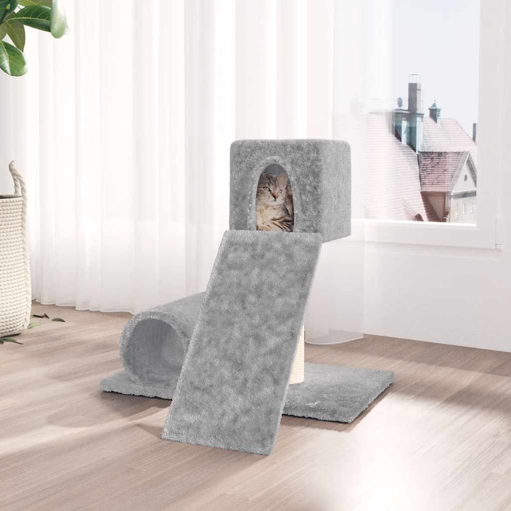 vidaXL Árvore p/ gatos c/ poste arranhador sisal 59 cm cinzento-claro