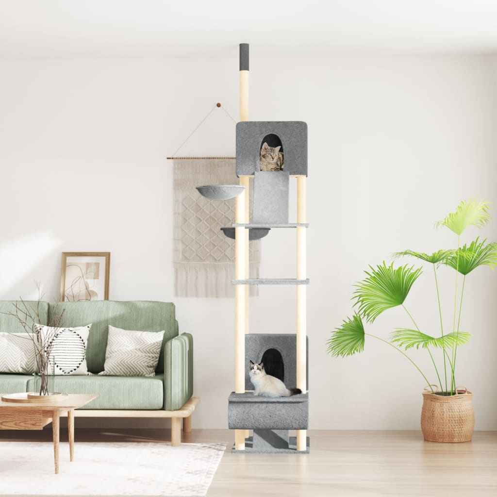 vidaXL Árvore p/ gatos altura ajustável chão ao teto 277-303 cm creme
