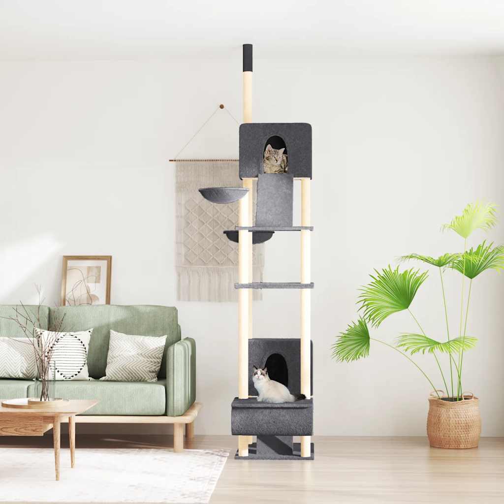 vidaXL Árvore p/ gatos altura ajustável chão ao teto 277-303 cm creme