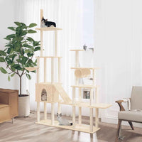 vidaXL Árvore p/ gatos c/ postes arranhadores sisal 279 cm cor creme