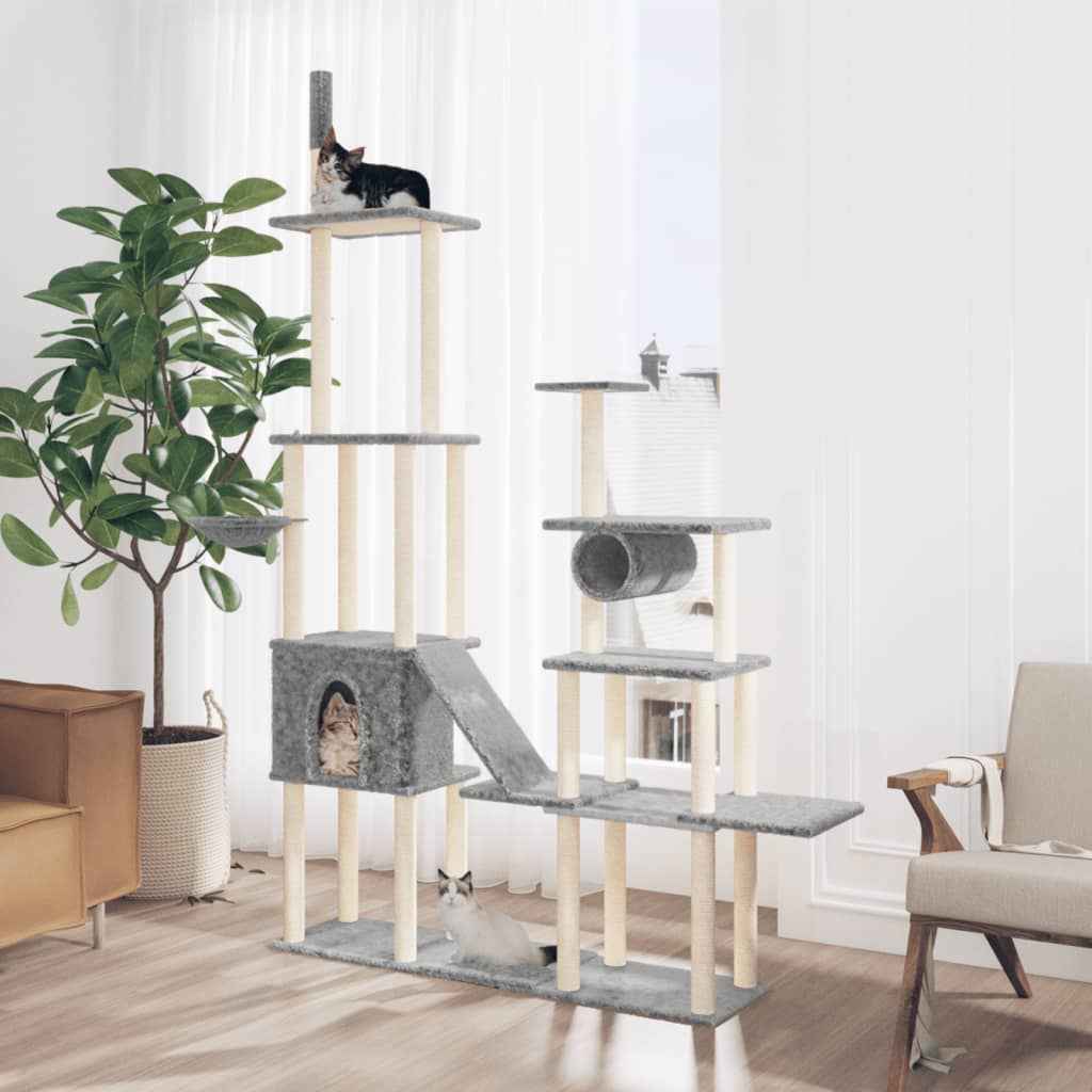 vidaXL Árvore p/ gatos c/ postes arranhadores sisal 279 cm cor creme