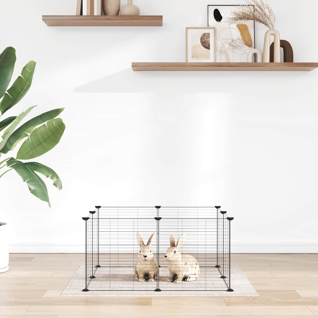 vidaXL Gaiola para animais de estimação com 8 painéis, preta, 35x35 cm, aço