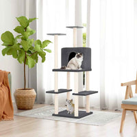 vidaXL Árvore p/ gatos c/ postes arranhadores sisal 144,5 cm cor creme