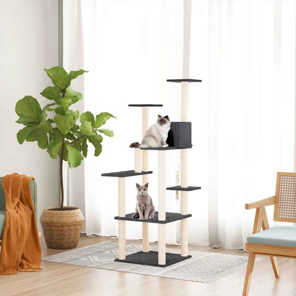 vidaXL Árvore para gatos c/ postes arranhadores sisal 153 cm cor creme