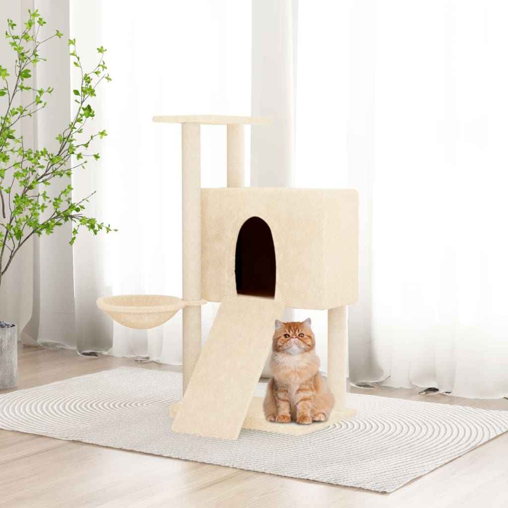 vidaXL Árvore para gatos c/ postes arranhadores sisal 96 cm cor creme