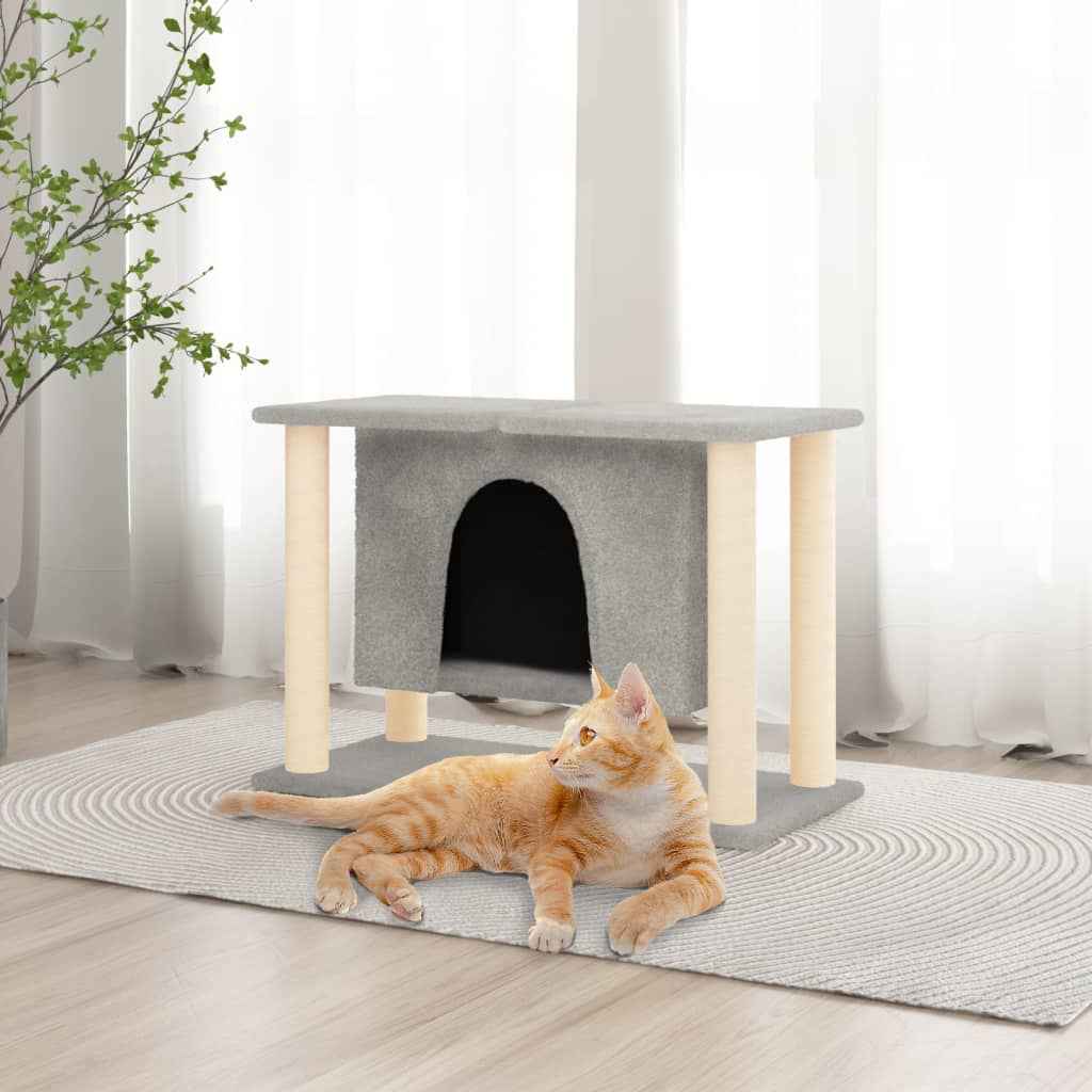 vidaXL Árvore p/ gatos c/ postes arranhadores sisal 50 cm cinza-claro