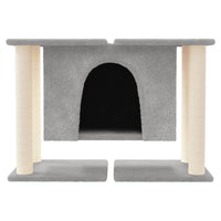 vidaXL Árvore p/ gatos c/ postes arranhadores sisal 50 cm cinza-claro