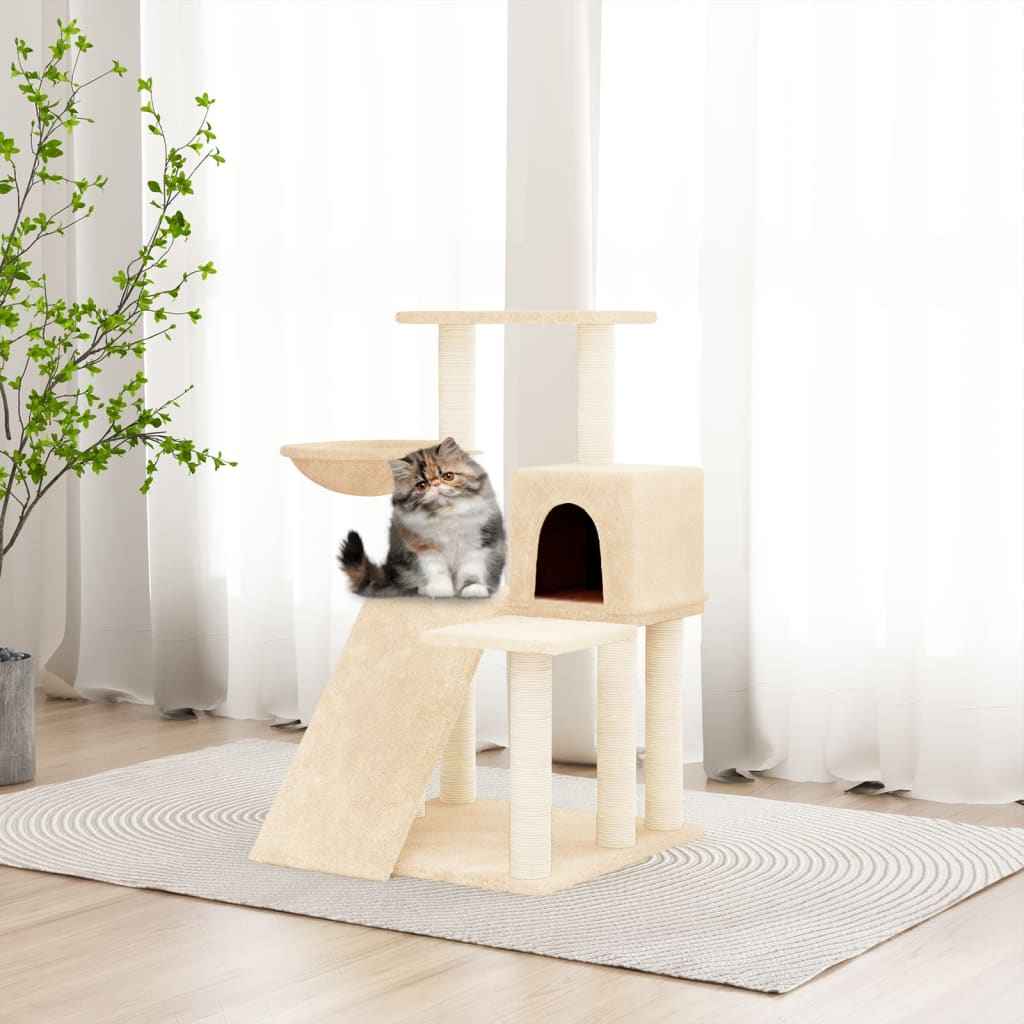 vidaXL Árvore para gatos c/ postes arranhadores sisal 82 cm cor creme