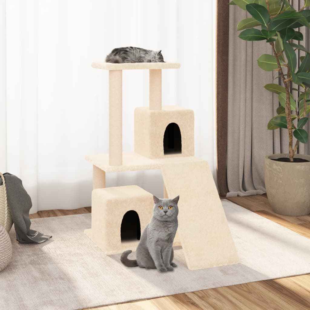 vidaXL Árvore para gatos c/ postes arranhadores sisal 82 cm cor creme