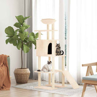 vidaXL Árvore para gatos c/ postes arranhadores sisal 166 cm cor creme