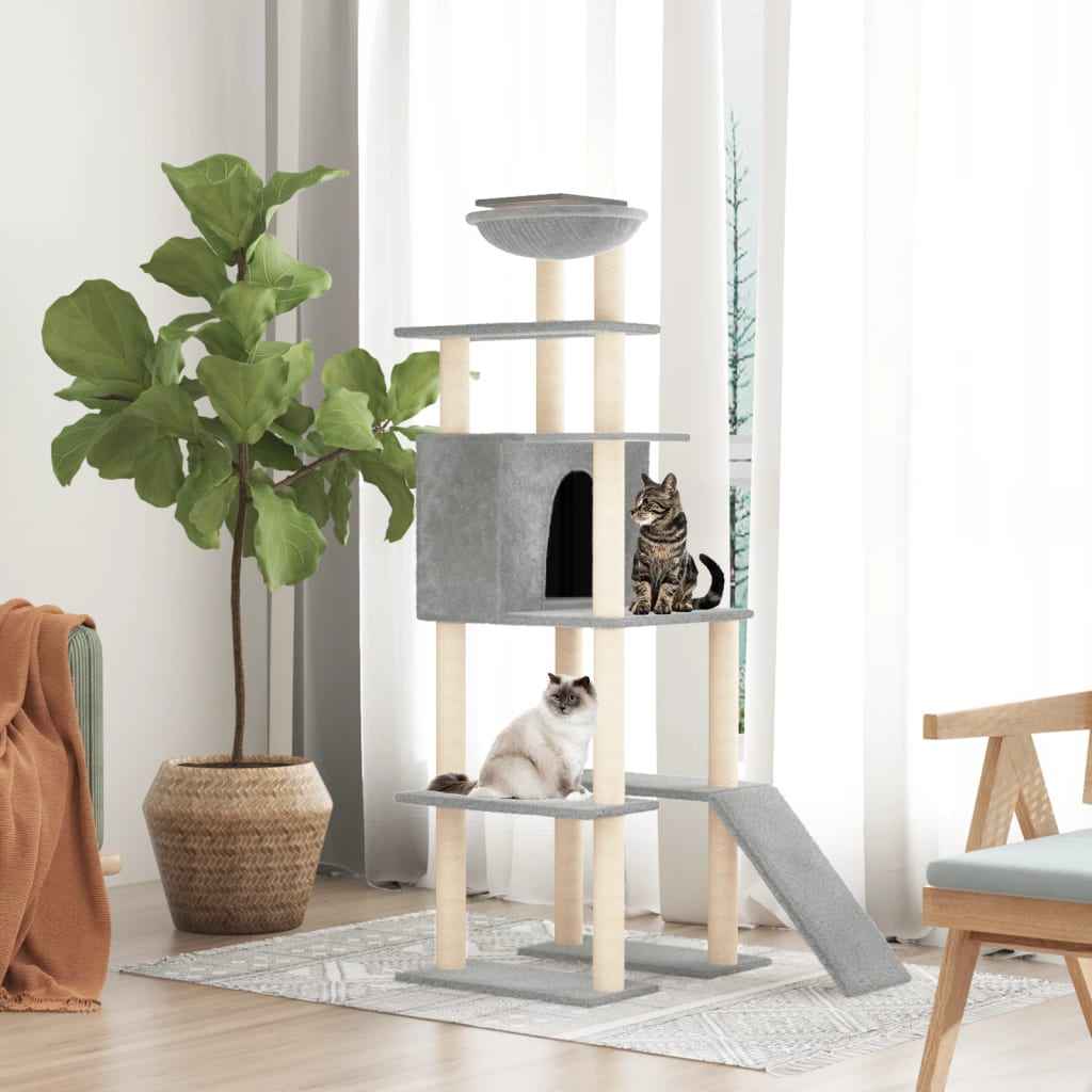 vidaXL Árvore para gatos c/ postes arranhadores sisal 166 cm cor creme