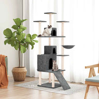 vidaXL Árvore p/ gatos c/ postes arranhadores sisal 175 cm cinza-claro