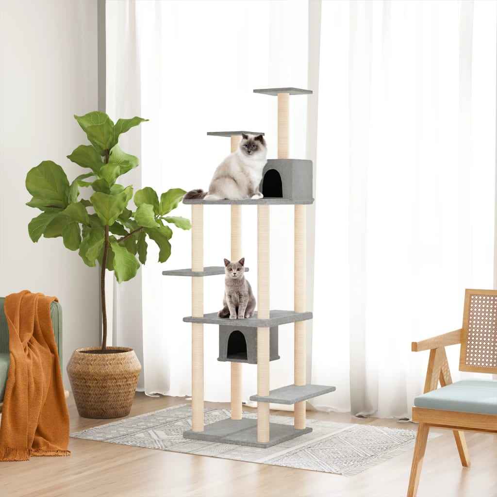 vidaXL Árvore p/ gatos c/ postes arranhadores sisal 176 cm cor creme