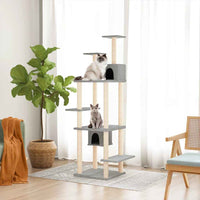 vidaXL Árvore p/ gatos c/ postes arranhadores sisal 176 cm cor creme